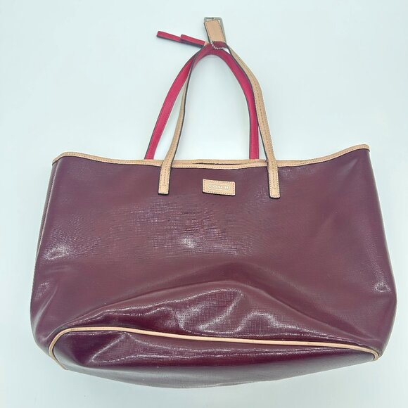 Coach Handbags - Coach Park Metro Patent Leather Large Tote Handbag Burgundy Red J1371-F25028